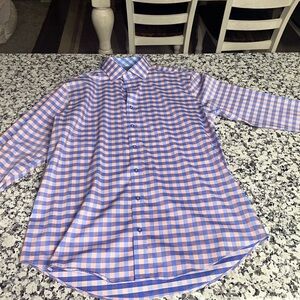 Men's Blue & Pink Gingham Button-Down Shirt